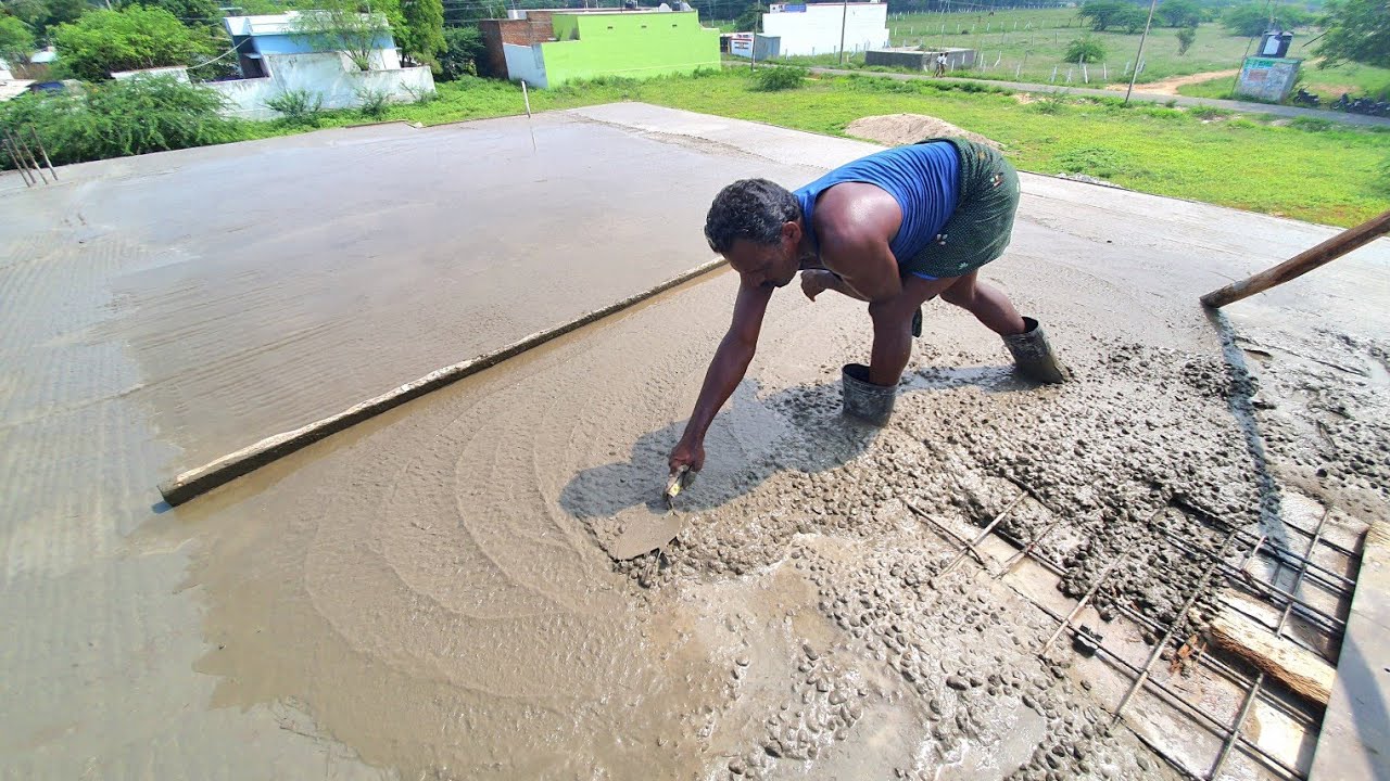 Construction Technology of Roof_Reinforced Slab Concrete on Building|Rcc Concrete with Cement mixer