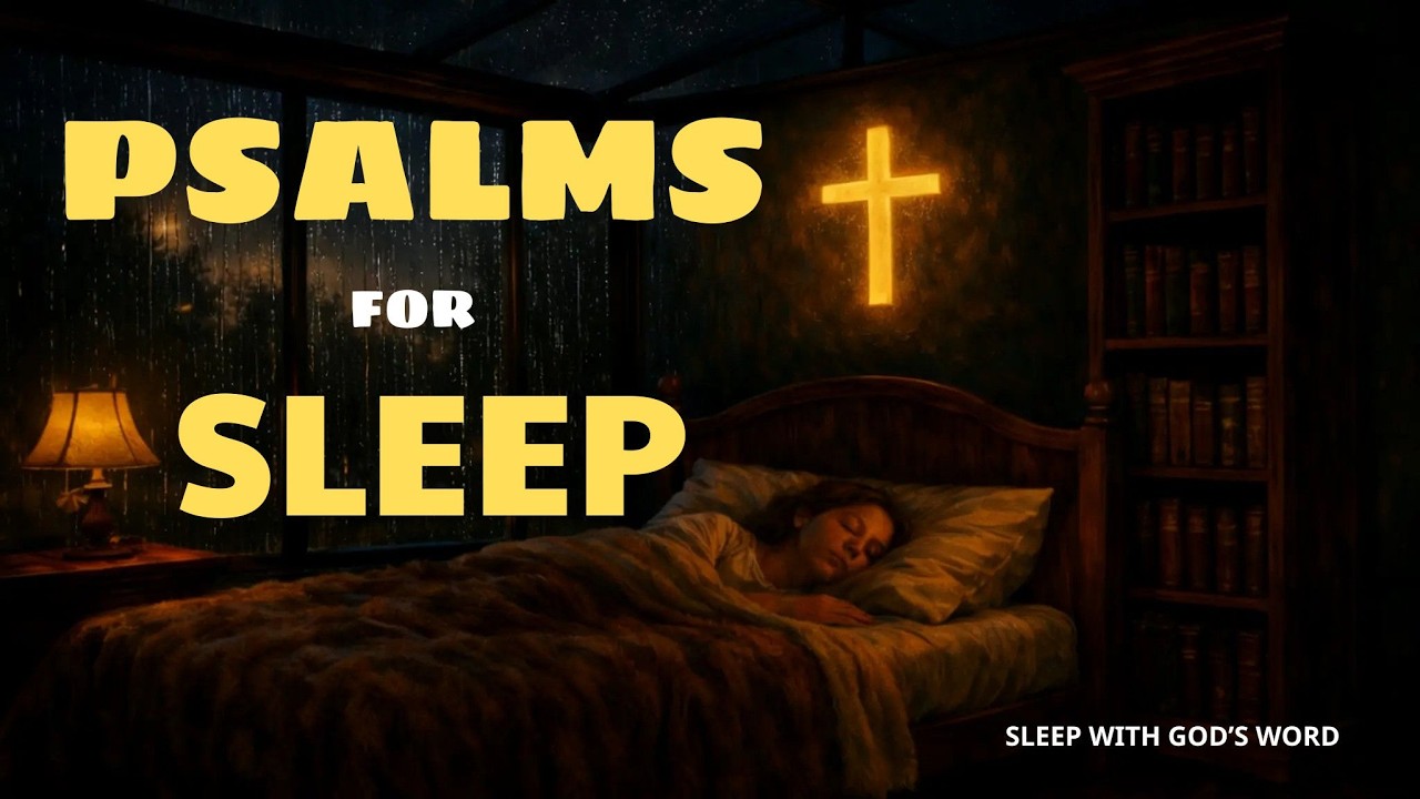 Can’t Sleep Tonight? Peaceful Rain in a Glass Room | Fireplace & Cross | Psalms Sleep Prayer