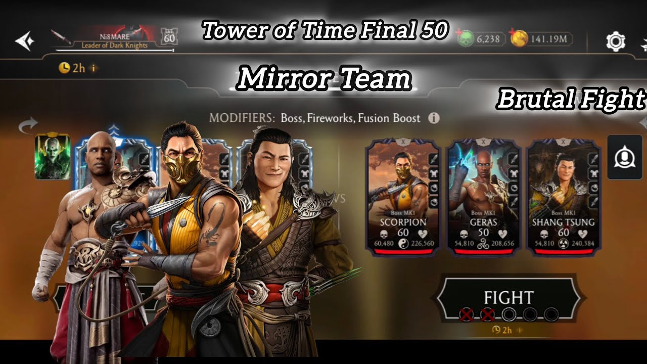 Mirror 🪞 Team| Brutal Fight | Tower of Time Mk Mobile Gameplay 2025. #mkmobile #boss