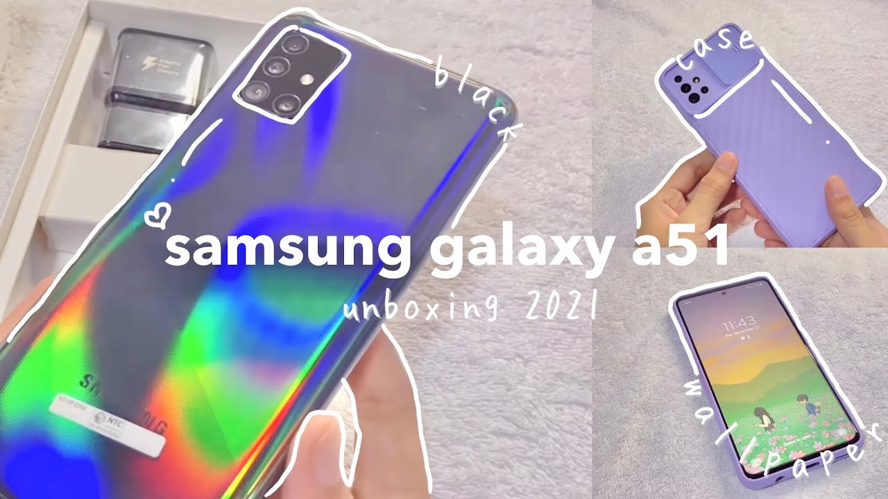 samsung a51 aesthetic unboxing | cute case and wallpaper