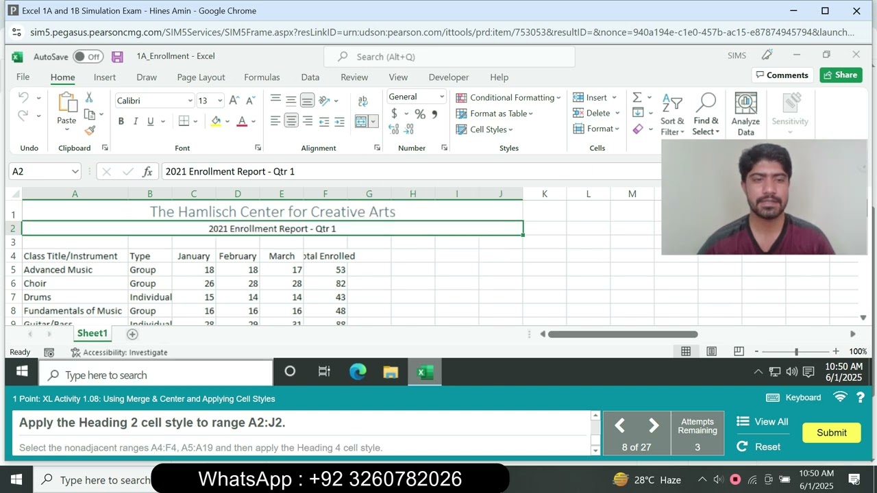 Excel 1A and 1B Simulation Exam | excel 1A and 1B Simulation Exam | excel 1A Simulation Exam