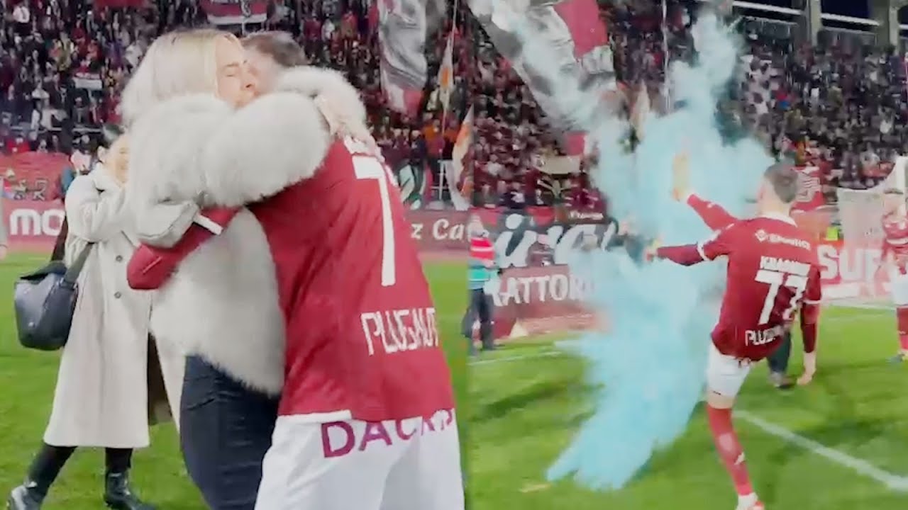 Surpriza e rrallë/ Futbollisti shqiptar zbuloi gjininë e bebit mes 10 mijë tifozëve, prapaskenat