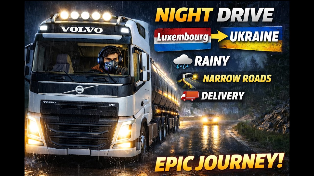 🚛🚛 रात की खतरनाक ड्राइव 🌧️ | Luxembourg ➝ Ukraine | ETS2 1.58 | बारिश में संकरी सड़कें 🚛
