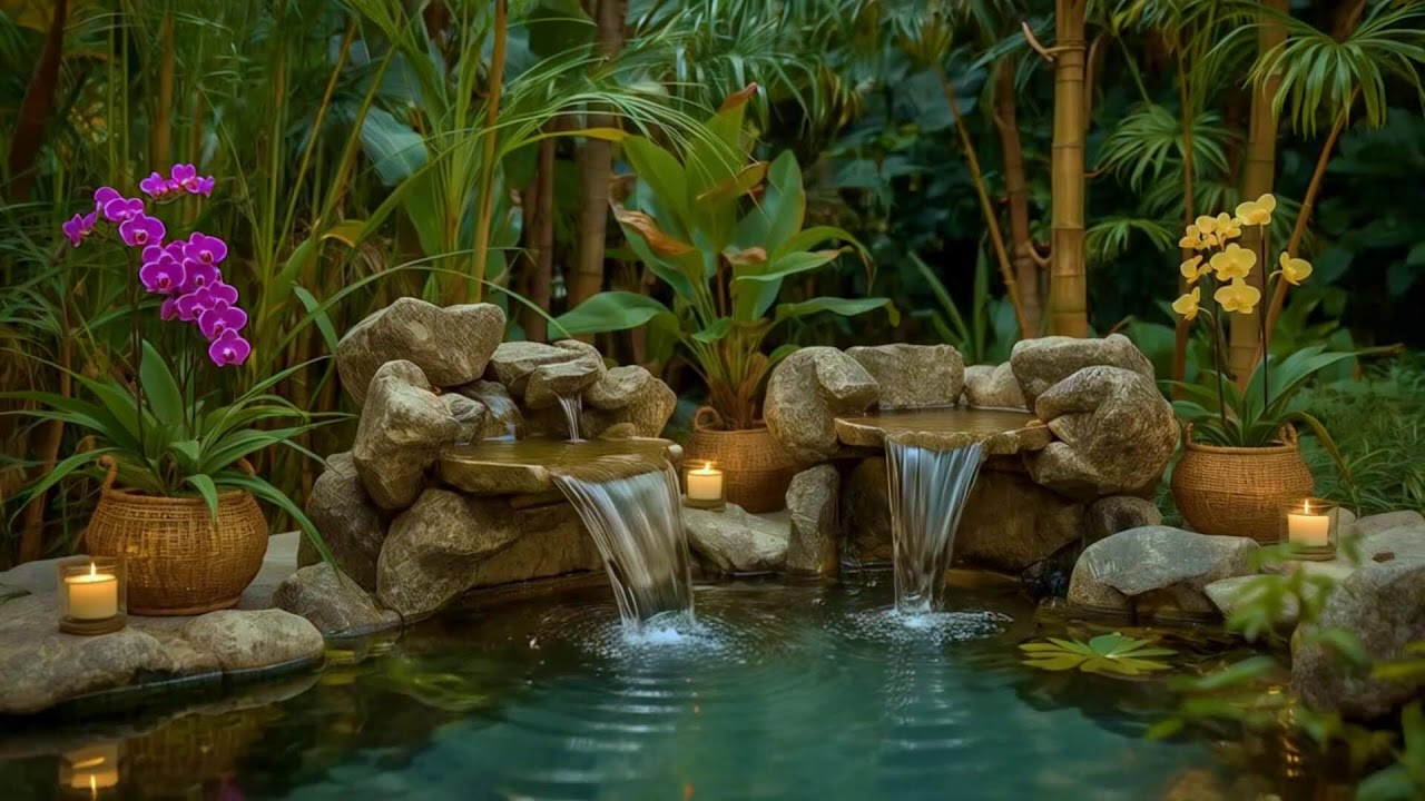 Relaxing Deep Sleep Music Soft Piano & Bamboo Water Sounds for Calm Mind & Anxiety Relief