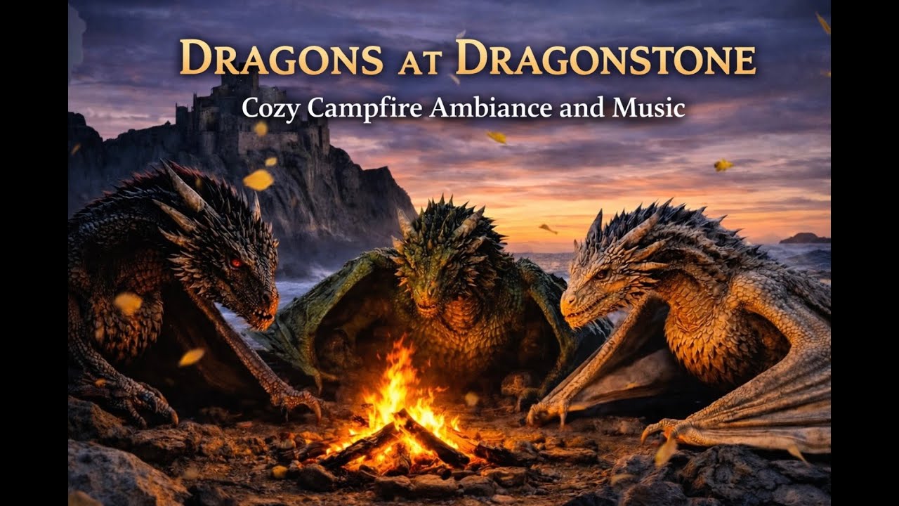 Cozy Dragonstone Campfire Sounds 🔥🐲 Relaxing Music and Ambience 