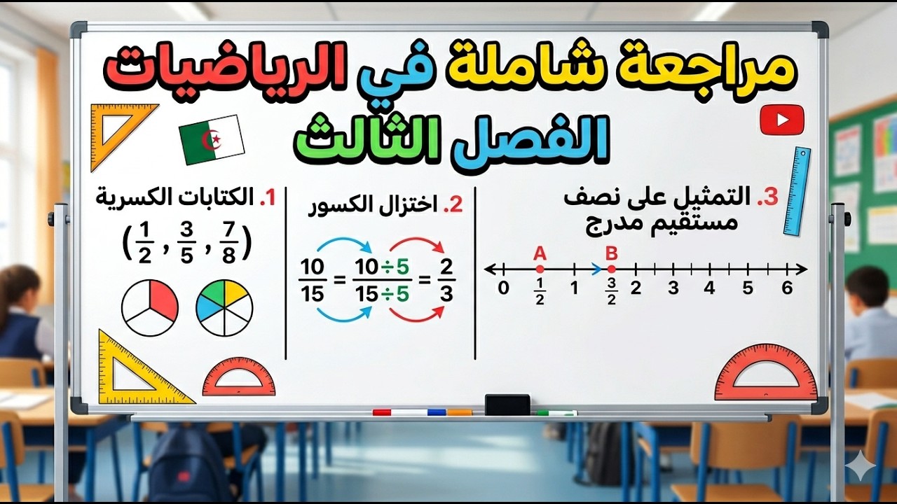 مراجعة في الرياضيات للفصل الثالث  للسنة الأولى متوسط