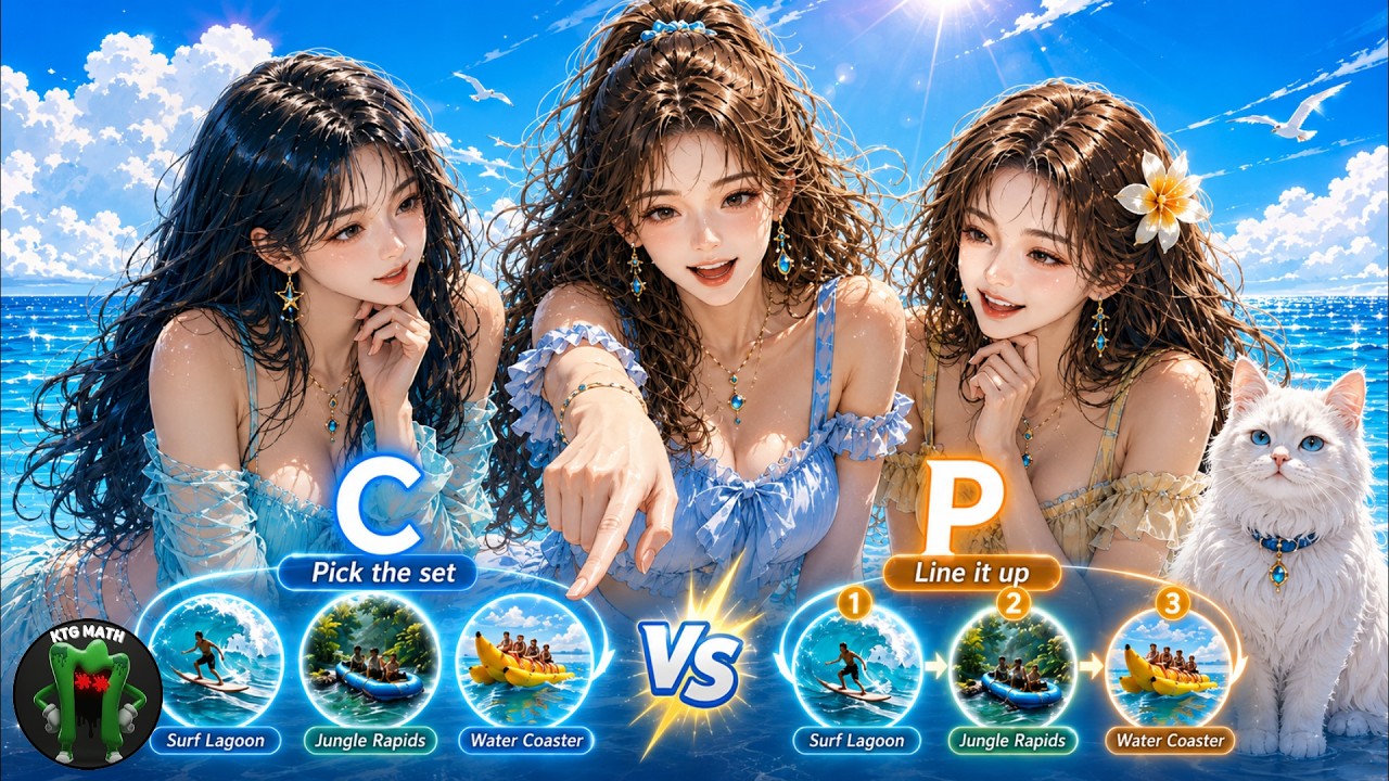 Summer K-pop Waterpark Math Ride | Permutation & Combination Song | Pick C, Line Up P