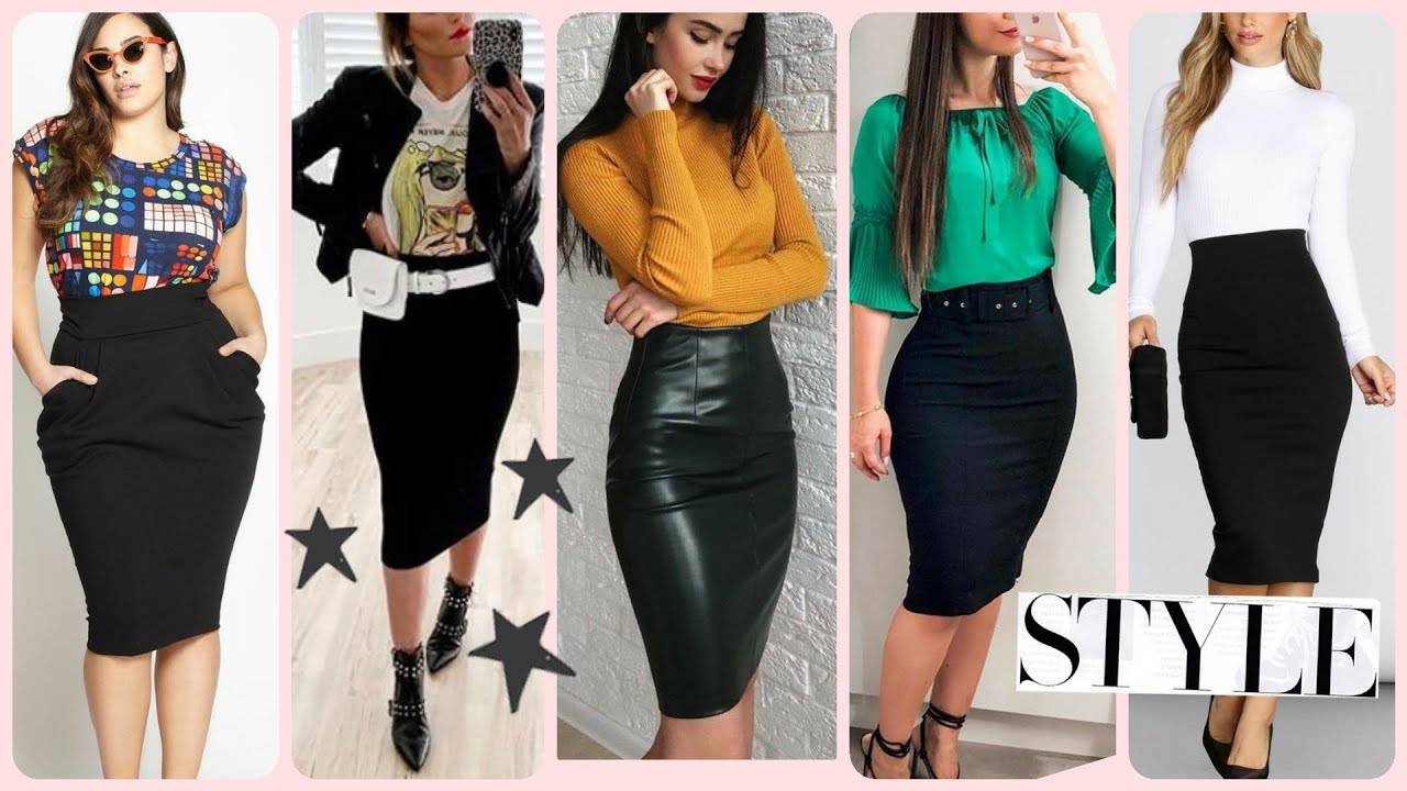 OUTFITS CON FALDA NEGRA TUBO /TENDENCIAS DE MODA 2024 / BÁSICOS DE MODA