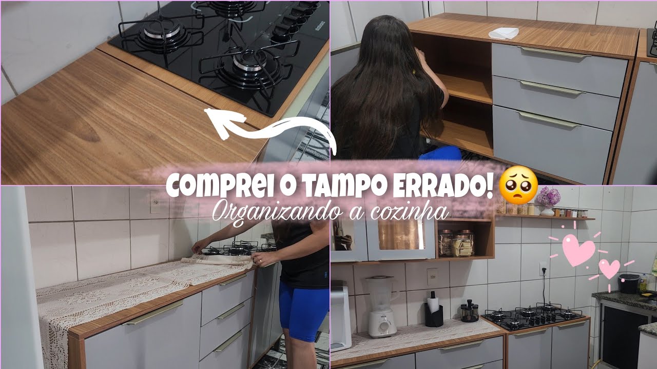 MESMO COM O TAMPO ERRADO QUE CHEGOU: Aproveitei para colocar a cozinha em ordem e deixar tudo lindo🩷