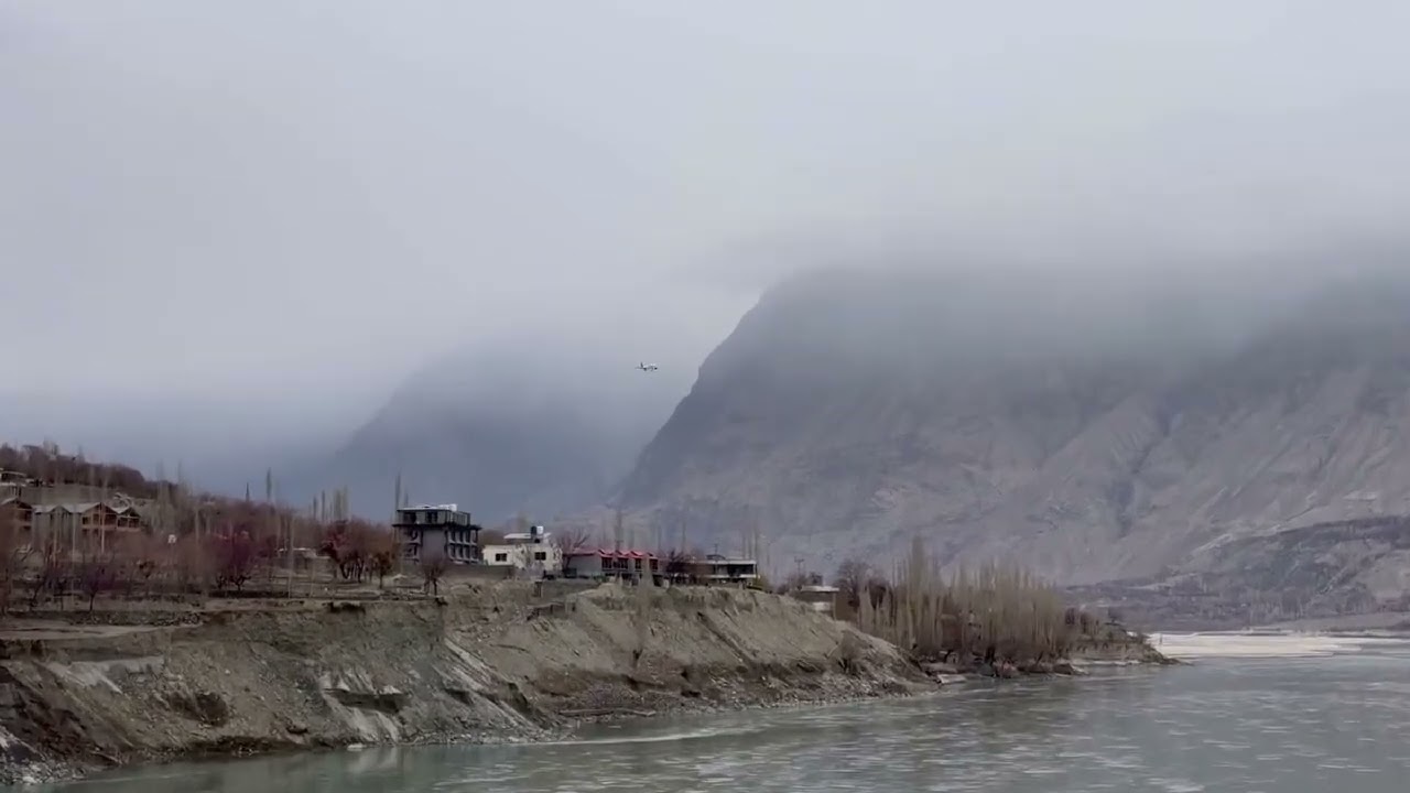 Most scenic flight of the world between mountain, & view of landing on Skardu international airport.