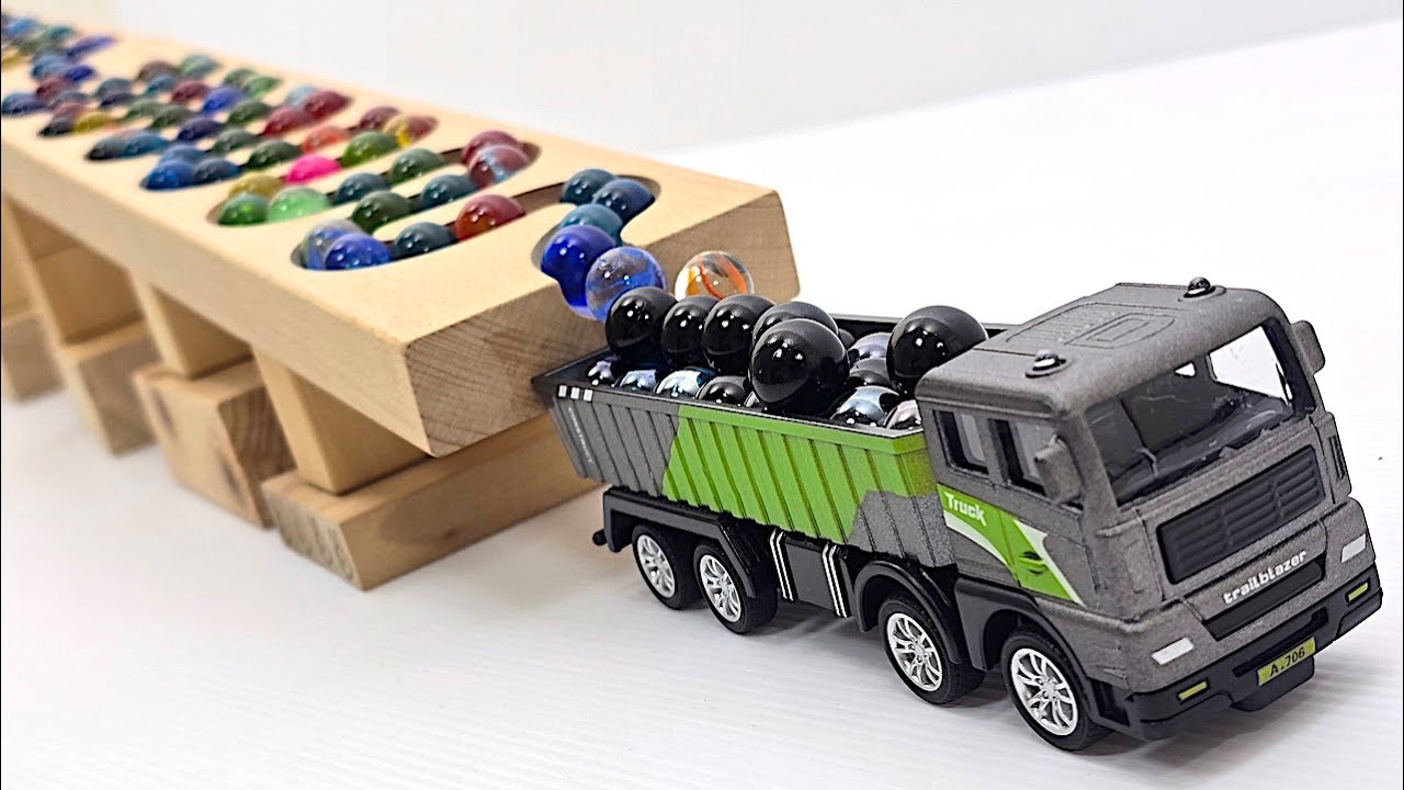 Satisfying Toy Construction Vehicles ASMR | Dump Truck, Mixer, Loader & Marble Run