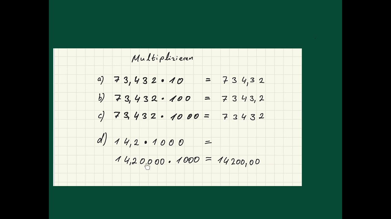 Dezimalzahlen mit 10, 100, 1000 multiplizieren und dividieren