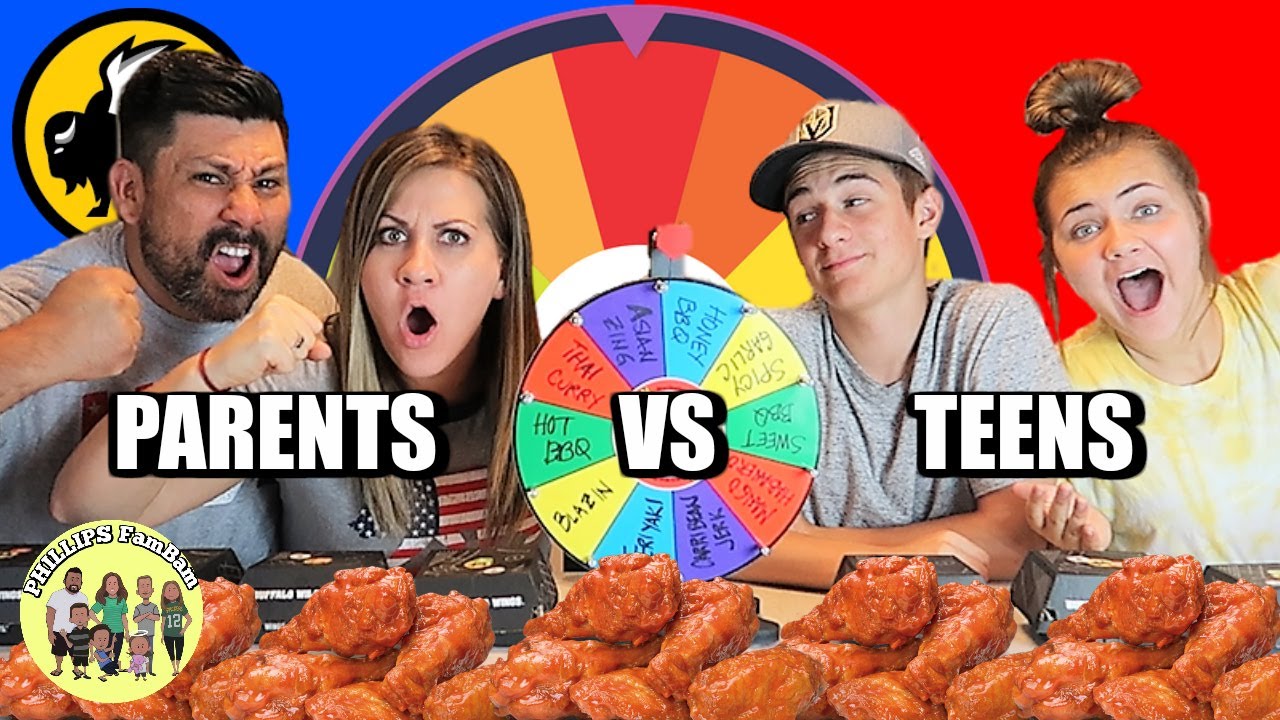 MYSTERY WHEEL of SPICY HOT WINGS CHALLENGE |  BLAZIN BUFFALO WILD WINGS | PHILLIPS FamBam Challenges