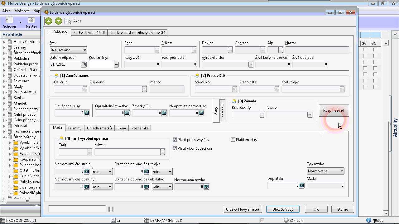 Evidence operací ve výrobě - Saperta partner