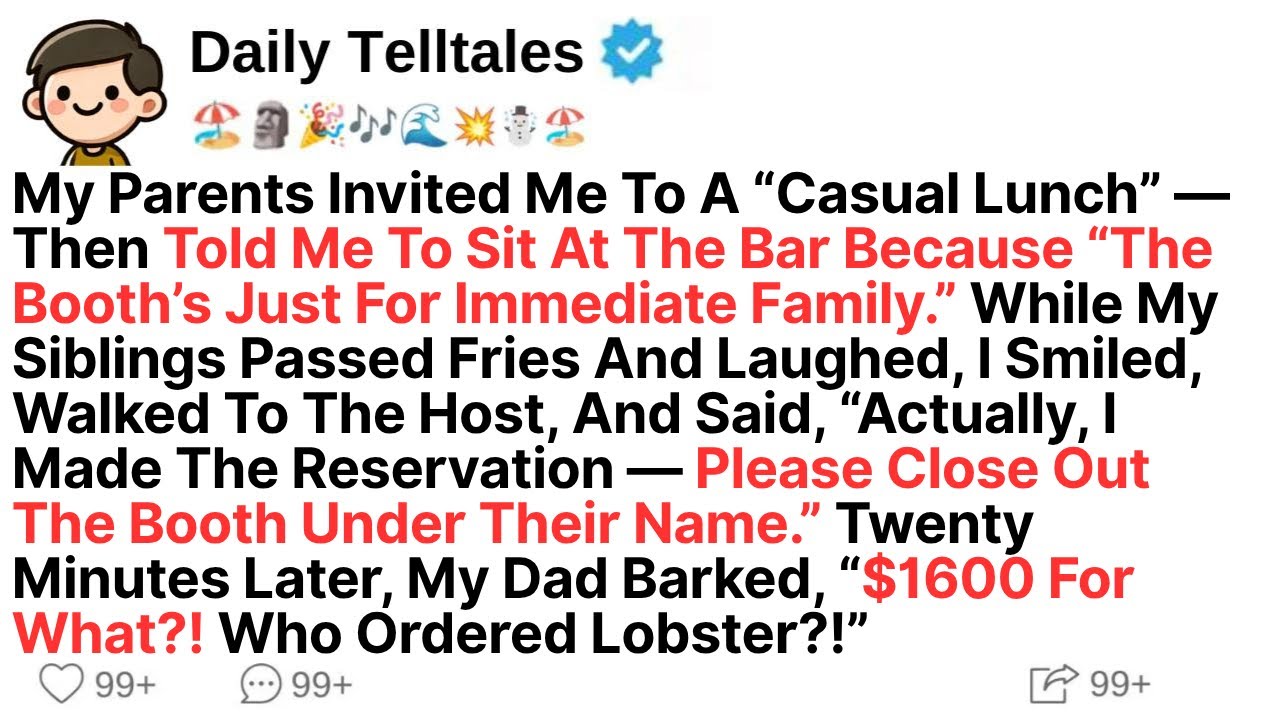 My Parents Invited Me To A “Casual Lunch” — Then Told Me To Sit At The Bar Because “The Booth’s Just