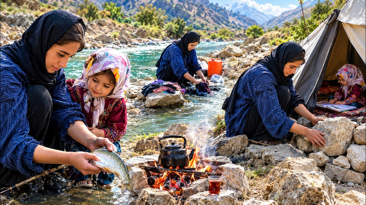 🏞️ Hard Life in the Zagros Mountains | Fishing & River Life ❤️