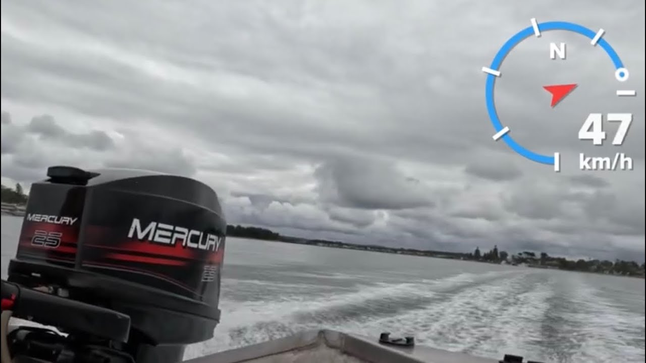 1999 Mercury 25 hp 47KPH TOP SPEED Run take 2 #2stroke #mercury #boatengine #boat #boatmotor ￼
