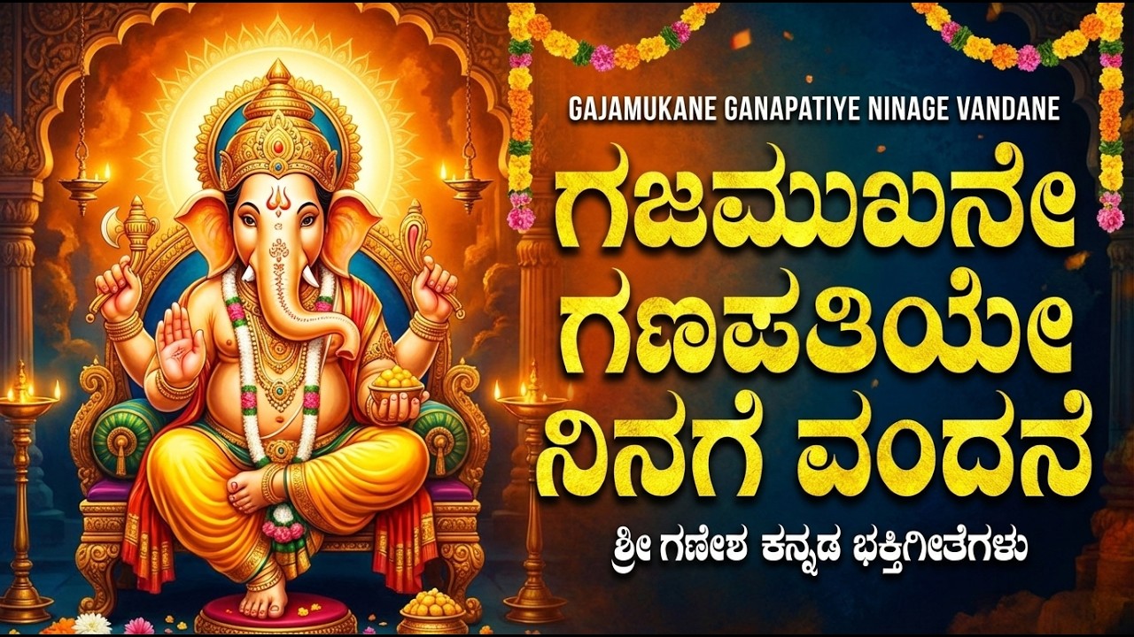 ಗಜಮುಖನೆ ಗಣಪತಿಯೇ ನಿನಗೆ ವಂದನೆ | Gajamukhane Ganapathiye Ninage Kannada Devotional Songs | Jai Ganesh