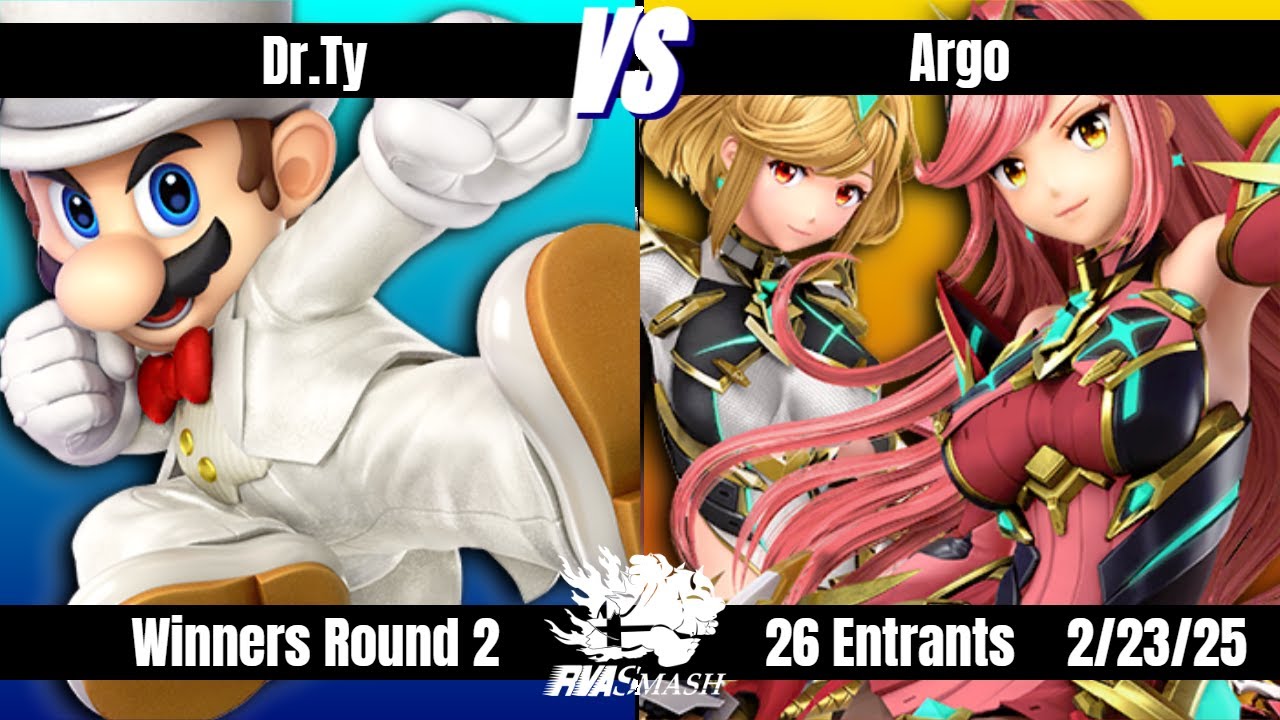 RVA Smash 165 | Dr.Ty (Mario) vs Argo (Pyra/Mythra) | Winners Round 2 | 26 Entrants | SSBU