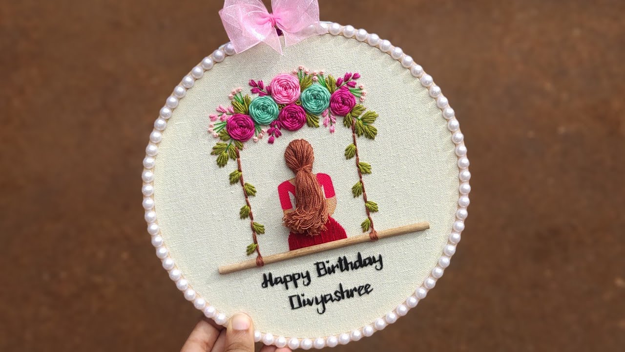 Happy Birthday Embroidery Hoop Art ❤️ Hand Embroidery for Beginners/ Free Embroidery Pattern / Art