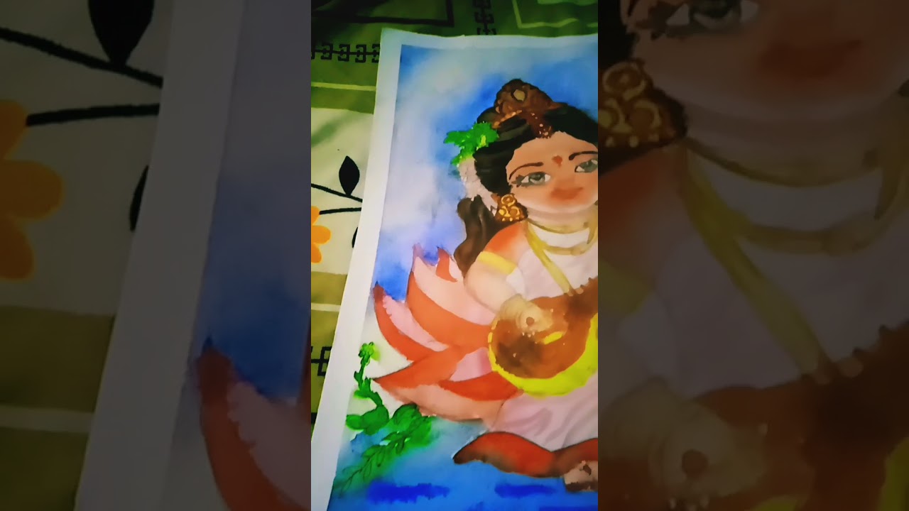 Maa saraswati drawing with water color ❤️😊🥰