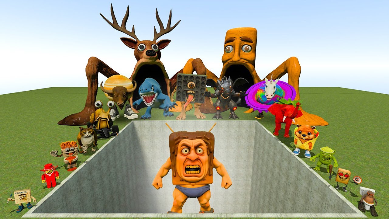 AI Brainrot Memes vs Sweeti Sweeti Rotisweeti Bosses in Giant Pit – Gmod Chaos