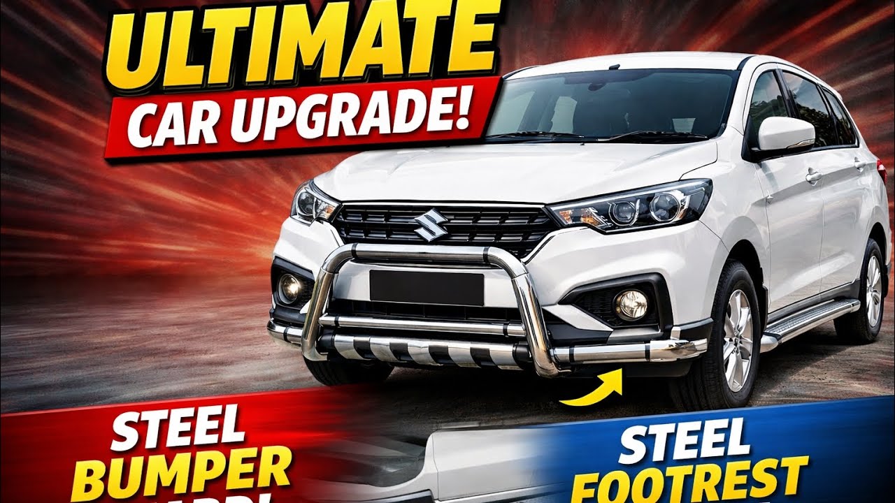 Ertiga Me Steel Bumper Guard & Footrest Install 🔥 Look & Protection Upgrade!#CarAccessories#viral 