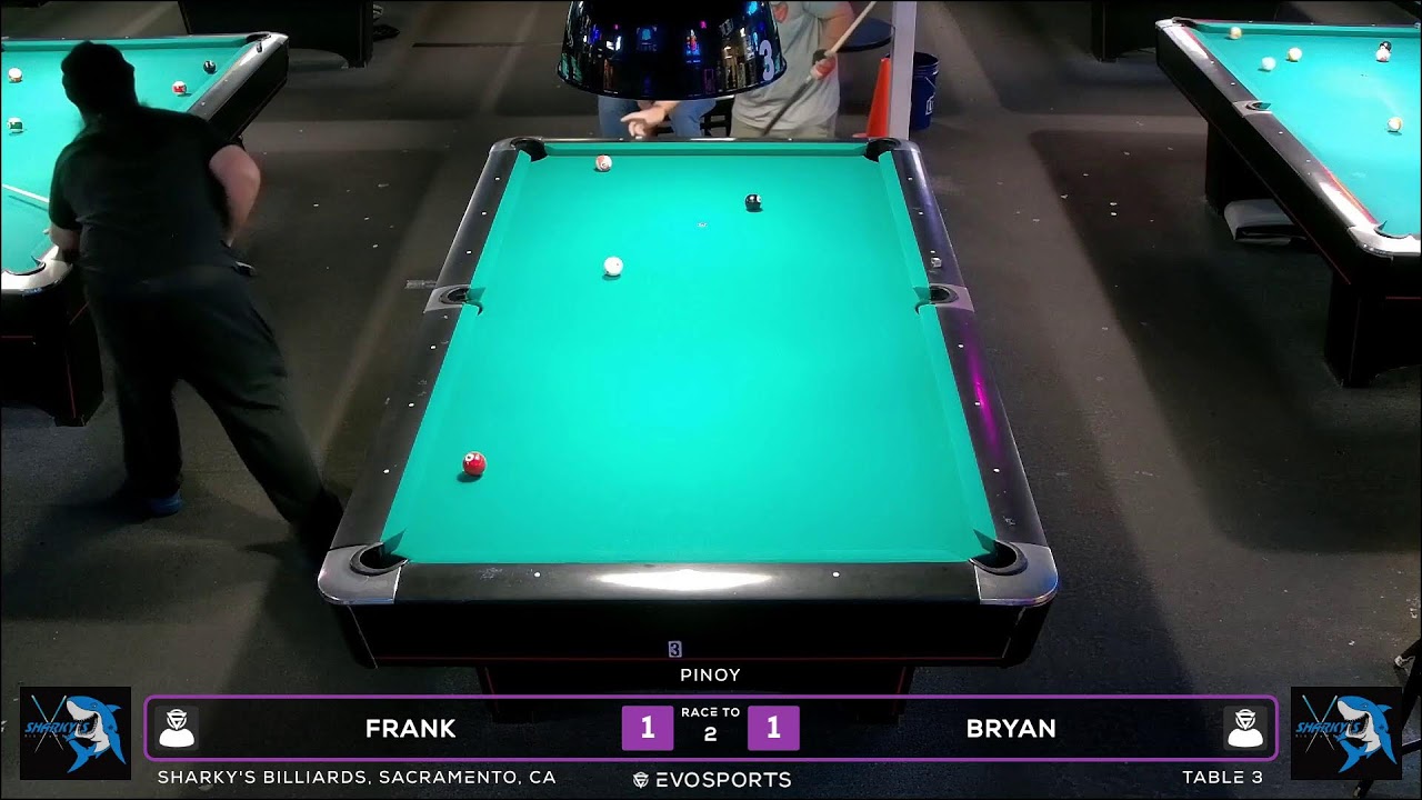 FRANK  vs BRYAN  - SHARKY'S BILLIARDS - TABLE 3 | EvoSports