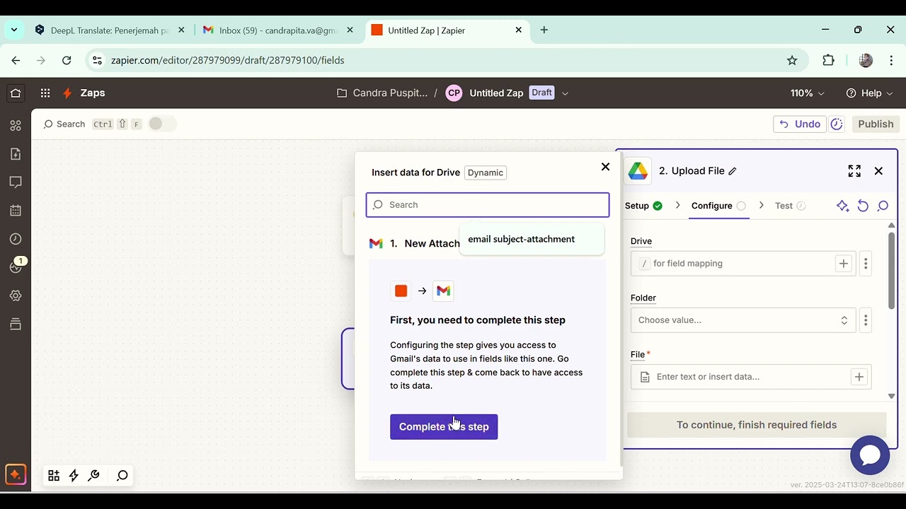 Using Zapier to Automate Attachment from Email Saved in Google Drive