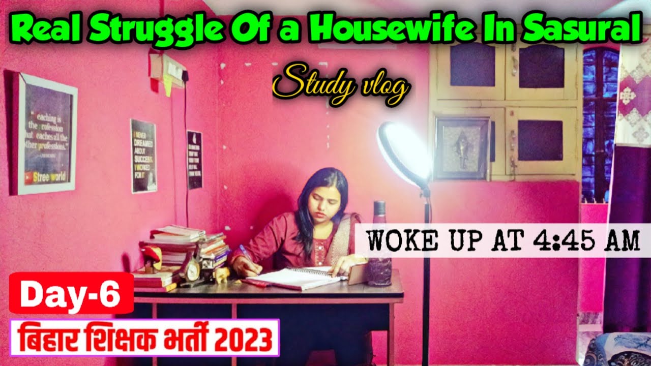 Day-6| REAL STRUGGLE OF A HOUSEWIFE IN SASURAL 🔥| woke up at 4:45 am to study 🎯| study vlog