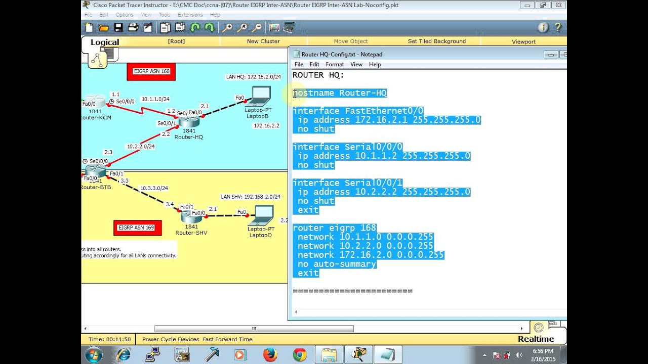 Cisco Router EIGRP Inter ASN Lab