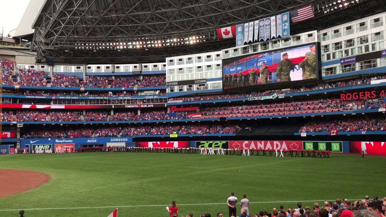 Toronto Blue Jays Canada Day 150 National Anthems Flag Reveal July 1st, 2017 Rogers Centre