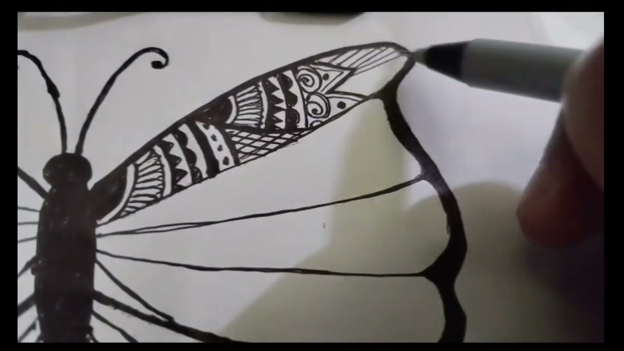 Hi Everyone | My Butterfly Doodle art | 🦋Pencil and pen sketch draw | 🖌😊