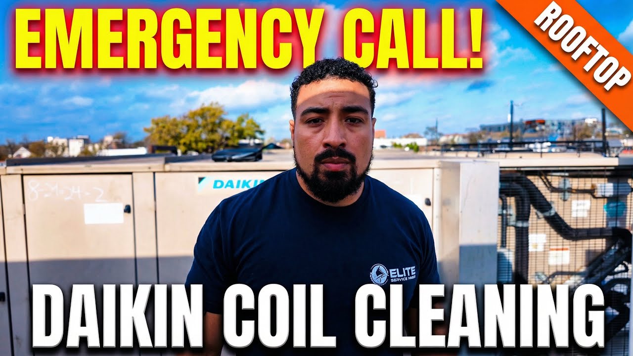 Emergency AC Repair! Washing Daikin Coils on a Rooftop