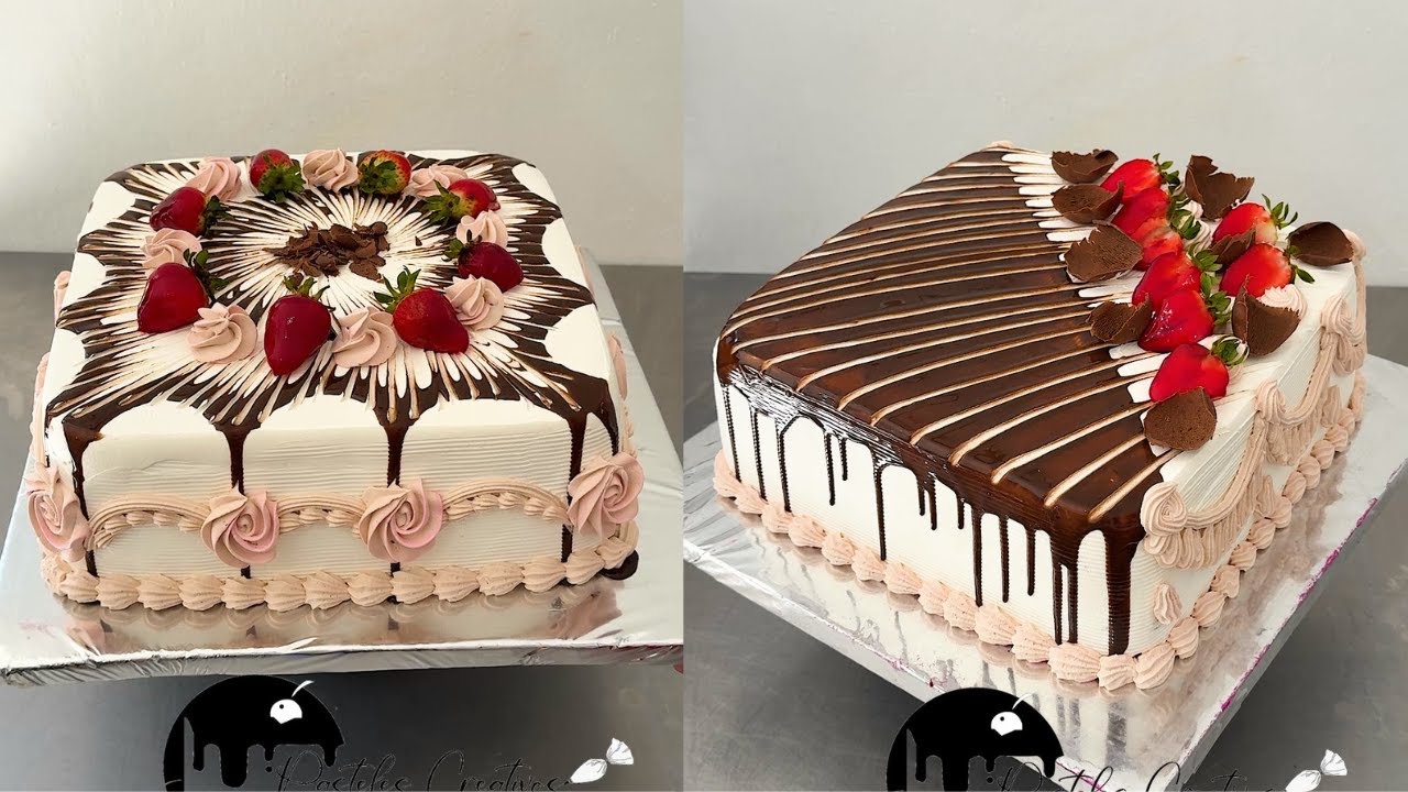 el pastel mas facil que veras hoy | como decorar pastel cuadrado facil y sencillo paso a paso