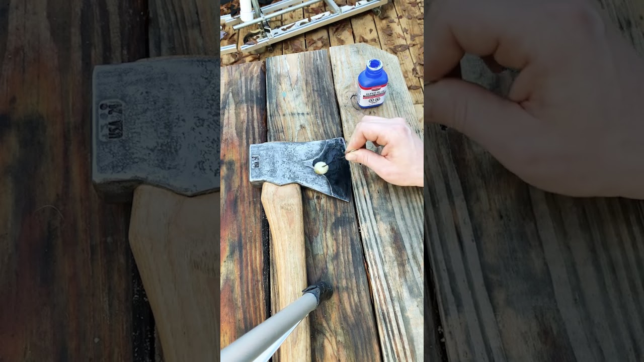 Birchwood Casey Super blue on a council tool Jersey pattern axe.