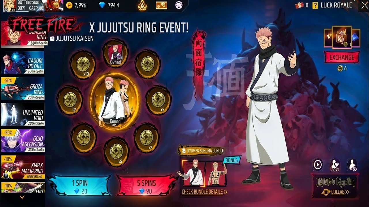 মাত্র ৯০ ডায়মন্ডে SUKUNA?! 😱 বিশ্বাসই হচ্ছে না! |Sukuna Ring EventUnlock || FF New Event Today| free