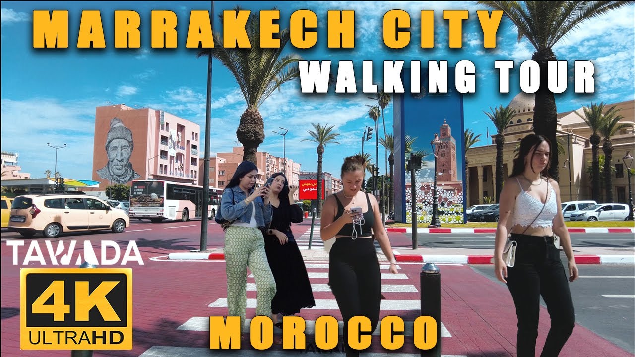 Marrakech city walking journey (4K UHD) Morocco