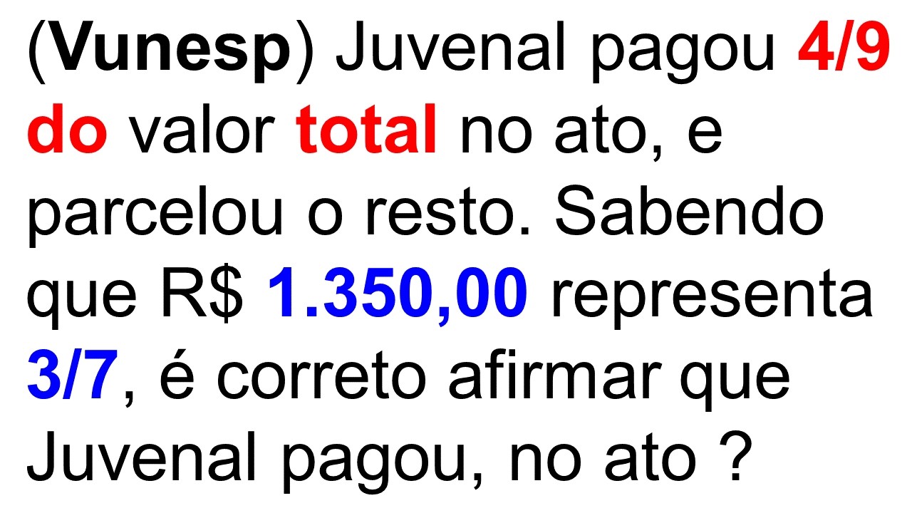🚀 DOMINE FRAÇÃO NA VUNESP 🧠 4 Questões Comentadas PASSO a PASSO ✅ Matemática para Concurso 2026
