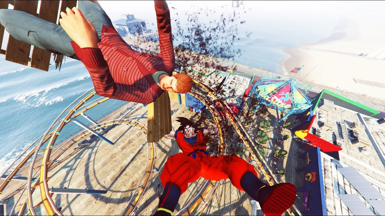 GTA 5 - Ragdolls And Crazy Falls N50 - GOKU (Dragon Ball Z)