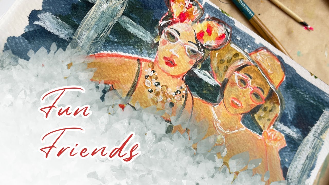 Fun Friends acrylic ink experiment 👭 | Today in my sketchbook - Episode #7
