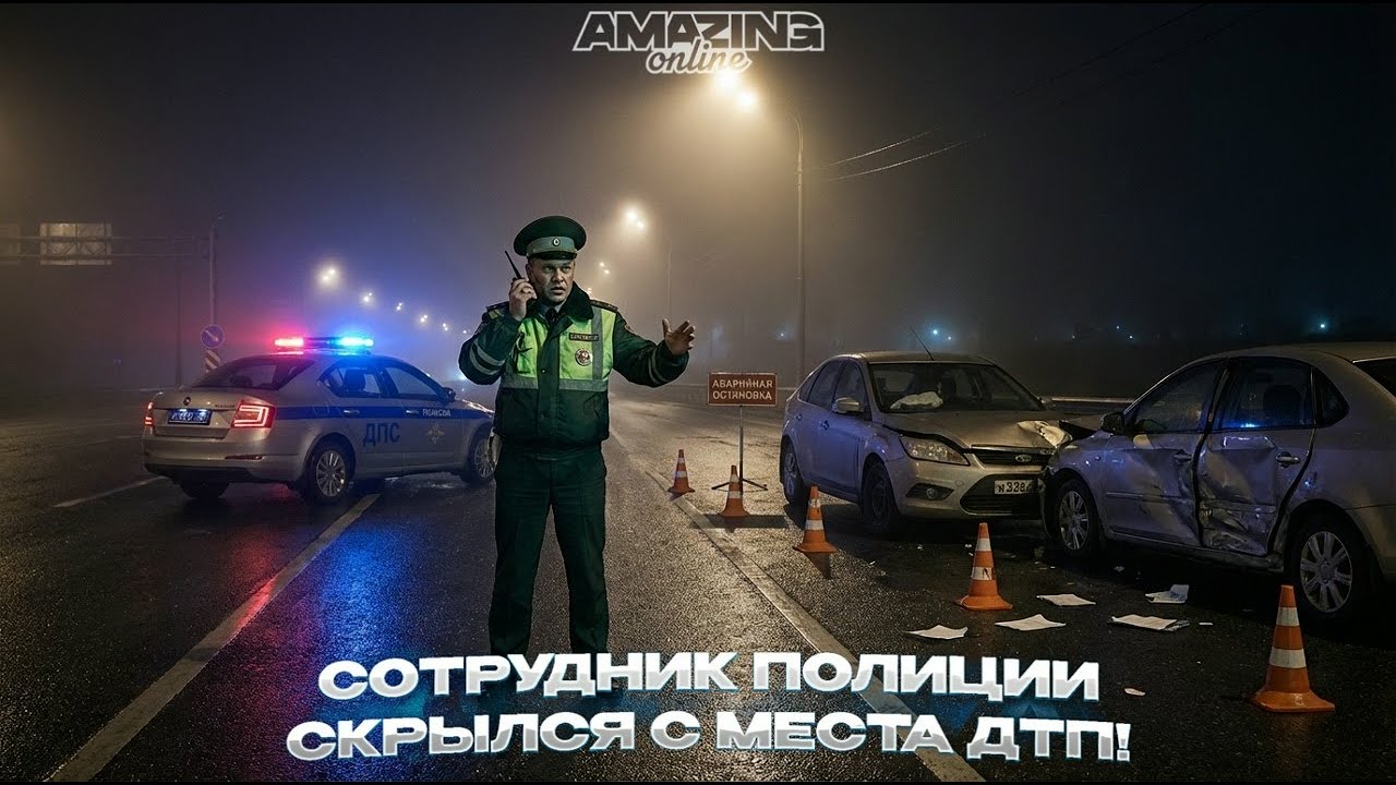 Сотрудник скрылся с места ДТП?! | Оформил ДТП | Будни сотрудника ДПС на Amazing Online