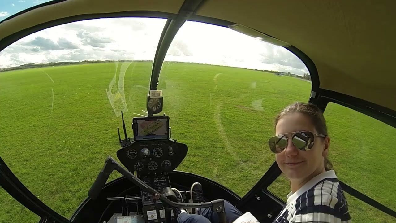 Elstree Helicopters R22 student Stella qualifying cross country QXC from Duxford to Turweston G-HIZZ