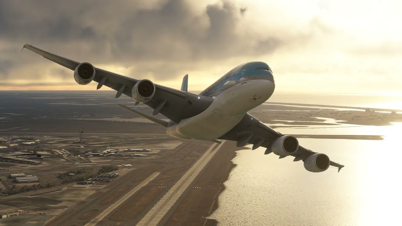 Decolando o Super A380 da Korean Air