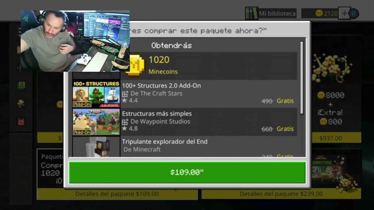 1020 Minecoins en Minecraft