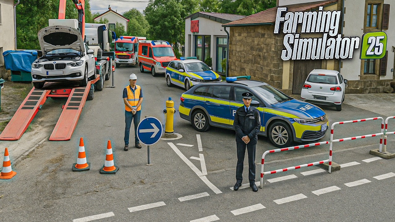Accident de la Route Intervention de la Police, Ambulance et D&eacute;pannage | Farming Simulator 25