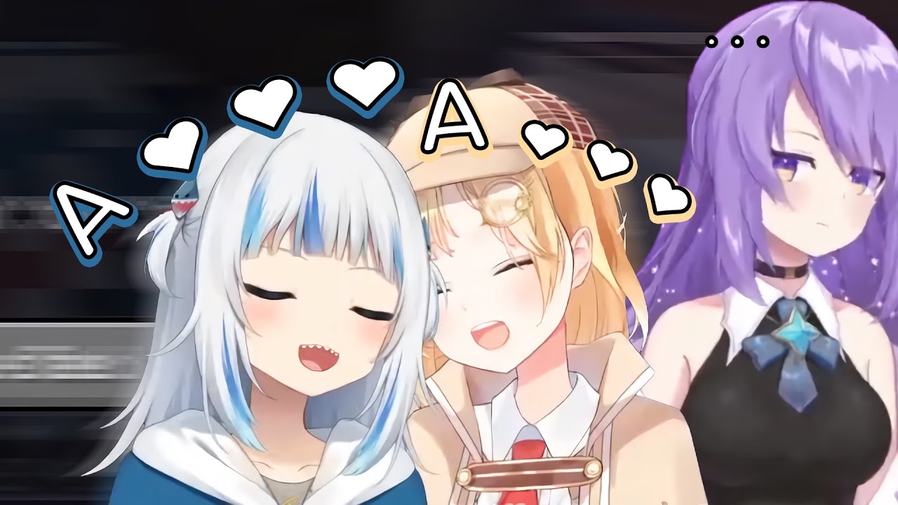 Gura & Amelia's PDA in HololiveJP server tour【Gawr Gura / Watson Amelia / Moona Hoshinova】