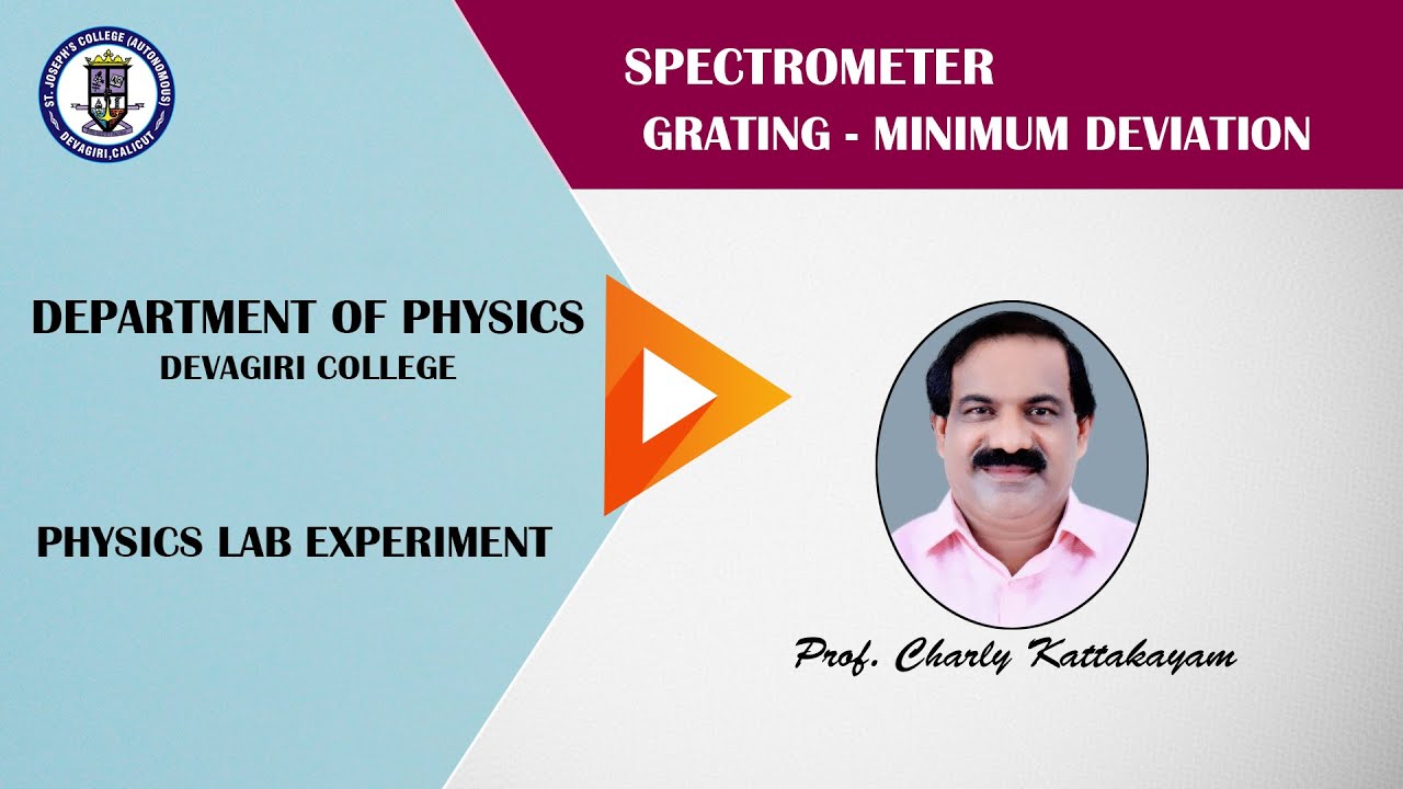 25.SPECTROMETER  GRATING: MINIMUM DEVIATION|Prof.Charly Kattakayam