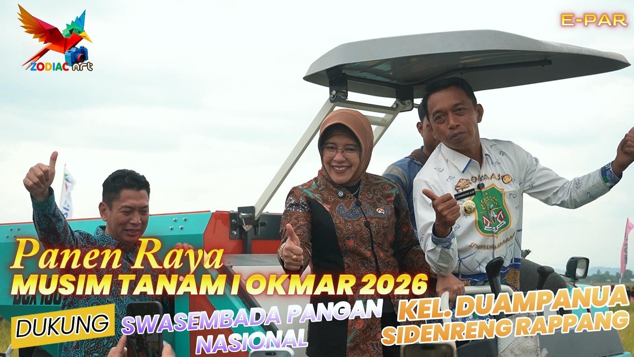 Kepala BPS RI bersama Bupati Sidrap Panen Padi Di Kelurahan Duampanua Baranti Sidrap