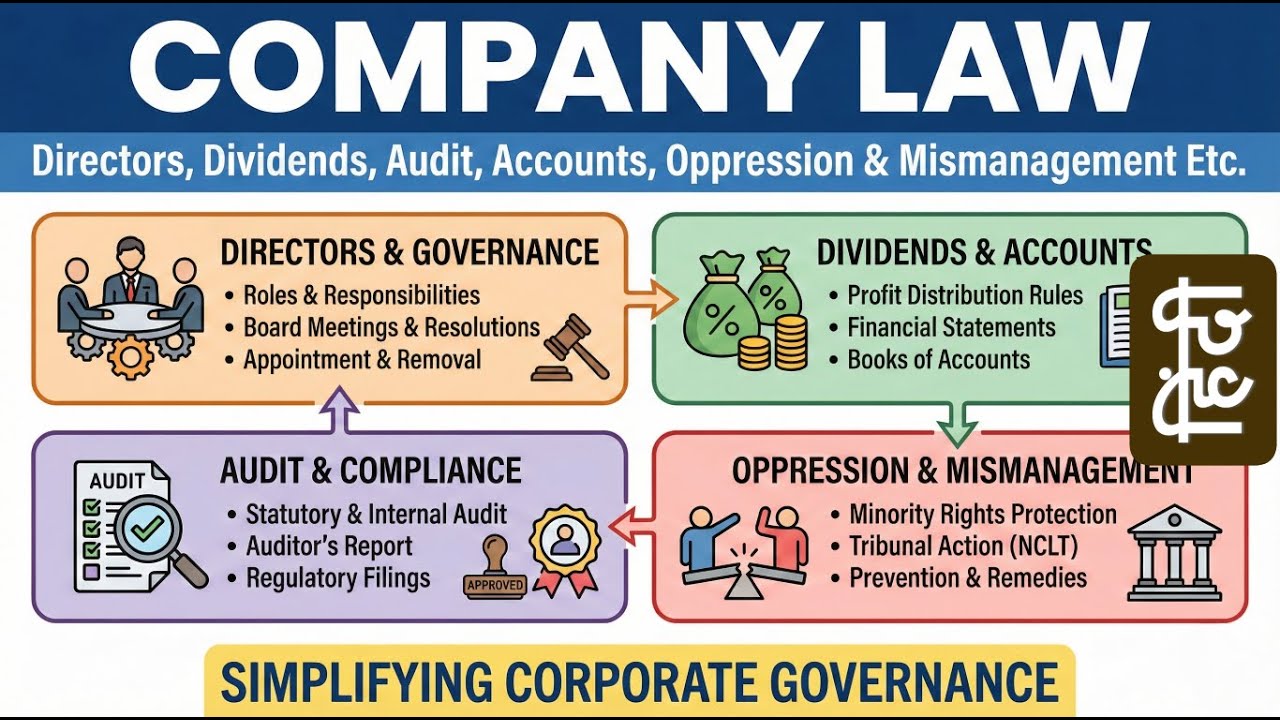 निदेशक, लाभांश, ऑडिट, खाते, उत्पीड़न और कुप्रबंधन आदि. | Company Law | Hindi